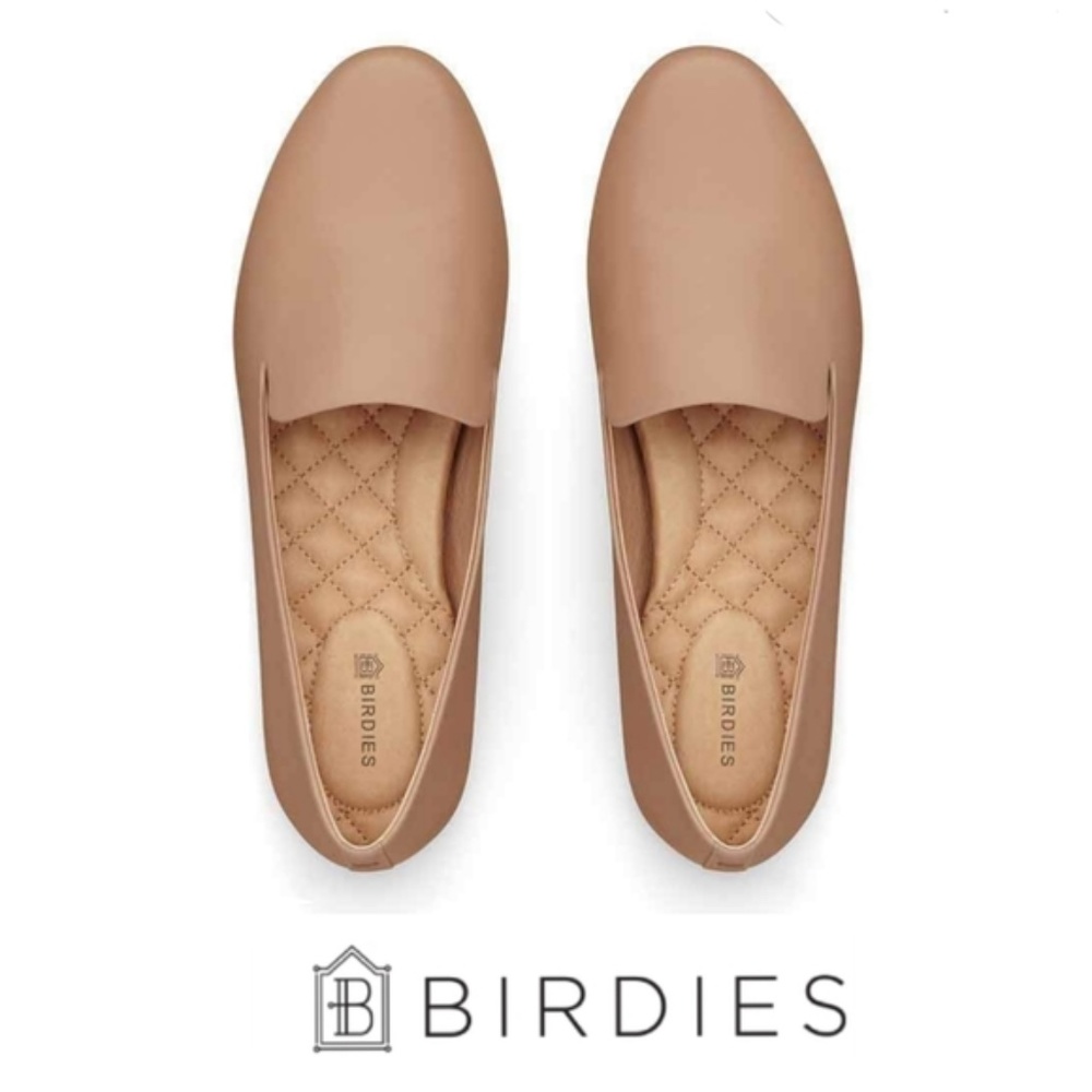 Birdies The Starling Taupe Leather Flats, Sz 9